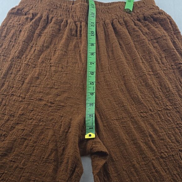 Mango Women's Clay Crinkle Effect‎ High Rise Pull On Wide Leg Pants Size Medium - Picture 4 of 8